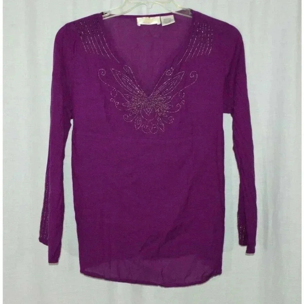 Krazy Kat Maternity Purple Beaded Long Sleeve